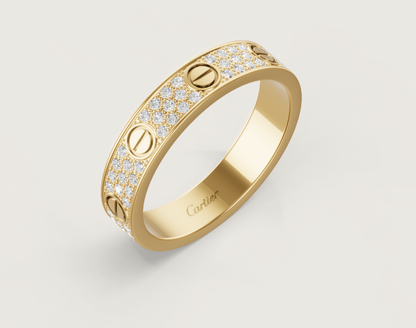 [Glimmer]LOVE RING 4mm幅 フルダイヤモンドリング GOLD