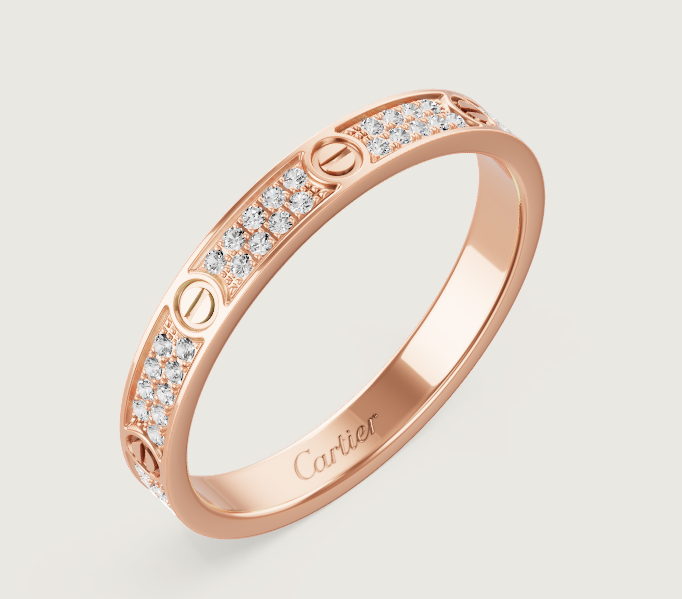 [Glimmer]LOVEリング 2.6mm幅フルダイヤモンドリング Glimmer Gold