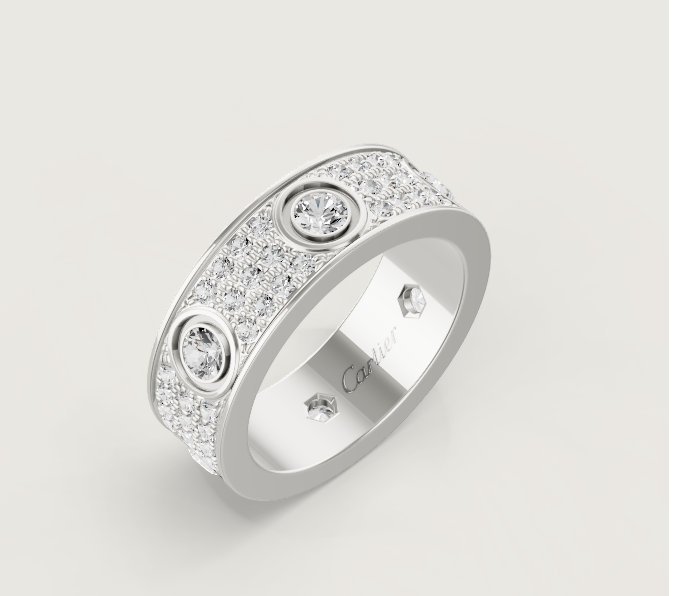 [Glimmer]LOVE RING 6.5MM Full Diamond, 6 Major Diamonds Silver