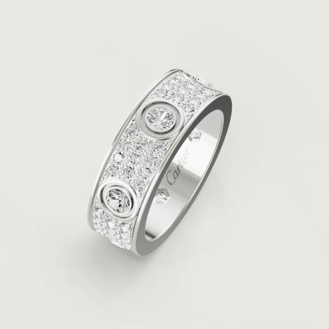 [Glimmer]LOVE RING 6.5MM Full Diamond, 6 Major Diamonds Silver