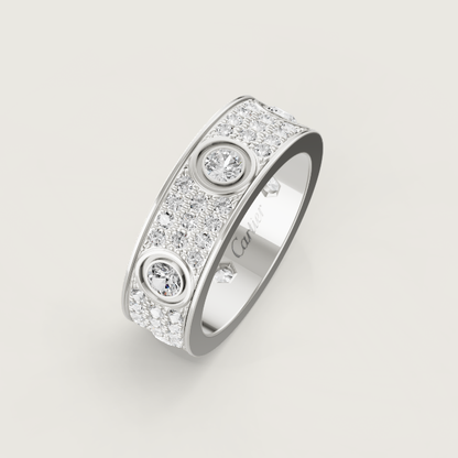 [Glimmer]LOVE RING 6.5MM Full Diamond, 6 Major Diamonds Silver