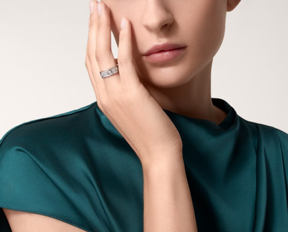 [Glimmer]LOVE RING 6.5MM Full Diamond, 6 Major Diamonds Silver