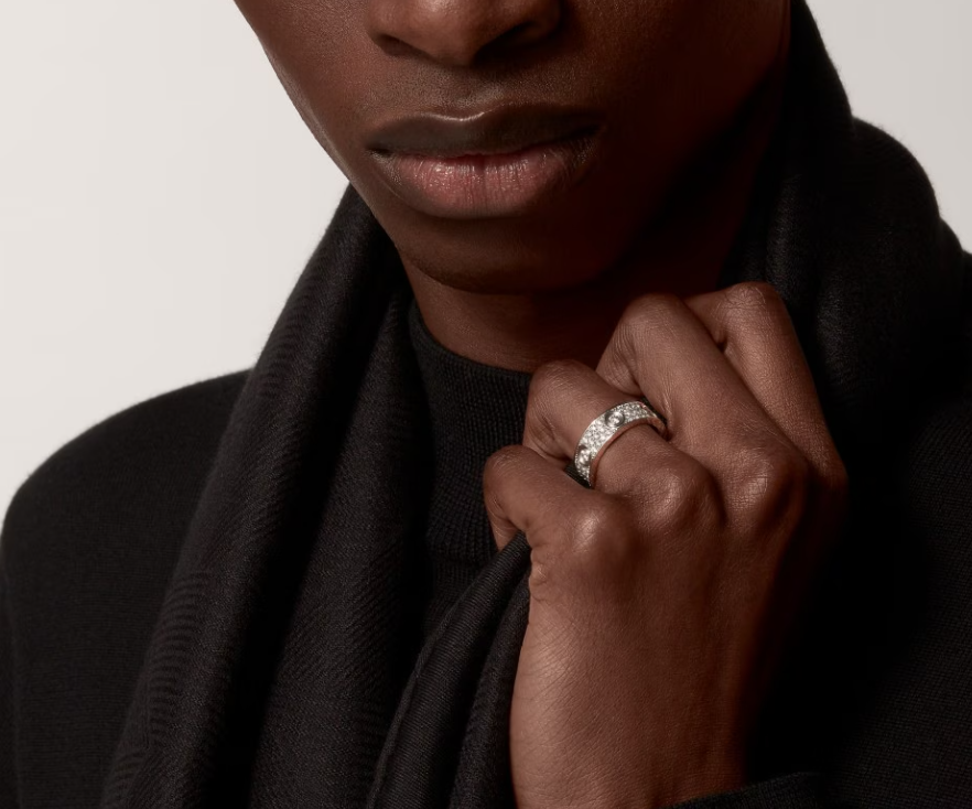 [Glimmer]LOVE RING 6.5MM Full Diamond, 6 Major Diamonds Silver
