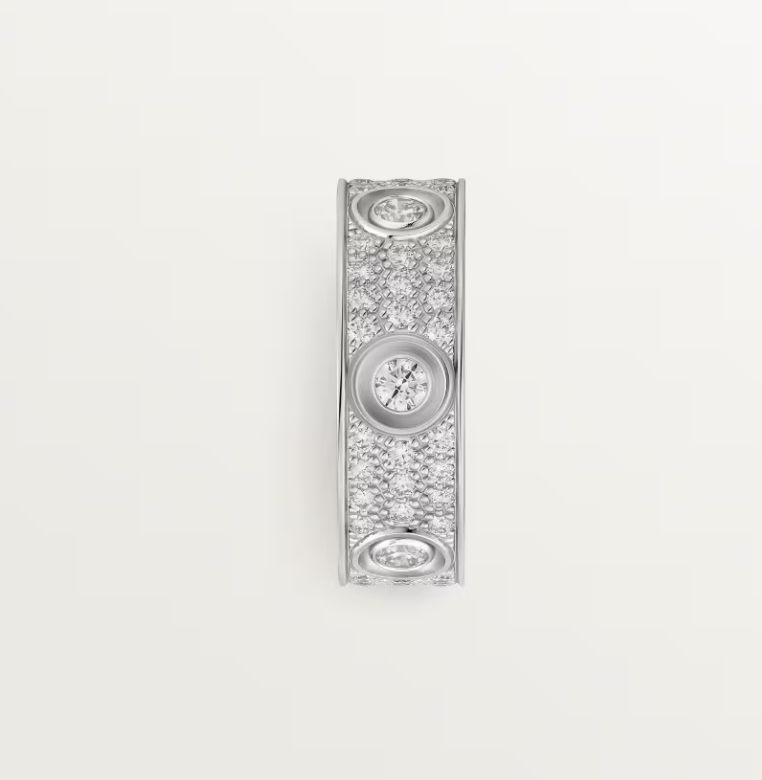 [Glimmer]LOVE RING 6.5MM Full Diamond, 6 Major Diamonds Silver