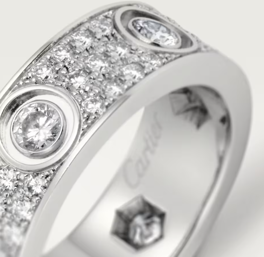 [Glimmer]LOVE RING 6.5MM Full Diamond, 6 Major Diamonds Silver