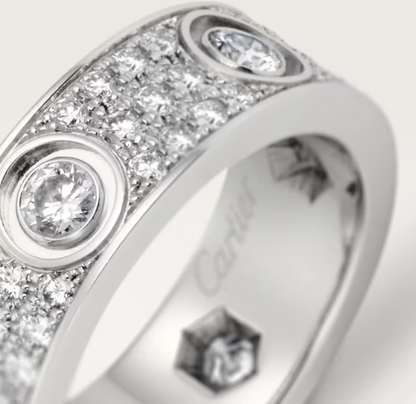 [Glimmer]LOVE RING 6.5MM Full Diamond, 6 Major Diamonds Silver