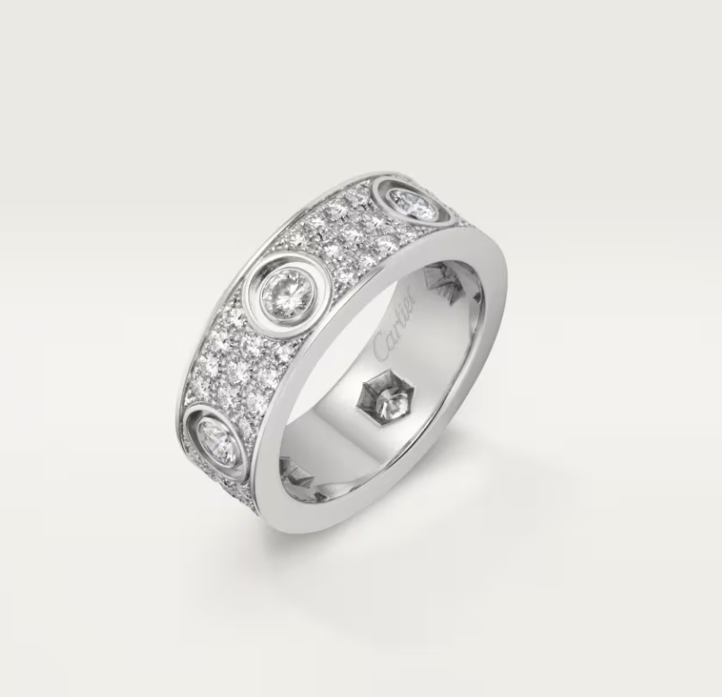 [Glimmer]LOVE RING 6.5MM Full Diamond, 6 Major Diamonds Silver