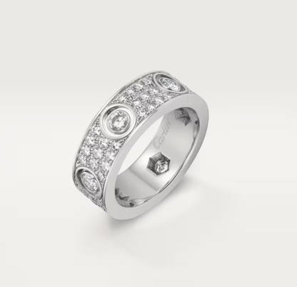 [Glimmer]LOVE RING 6.5MM Full Diamond, 6 Major Diamonds Silver