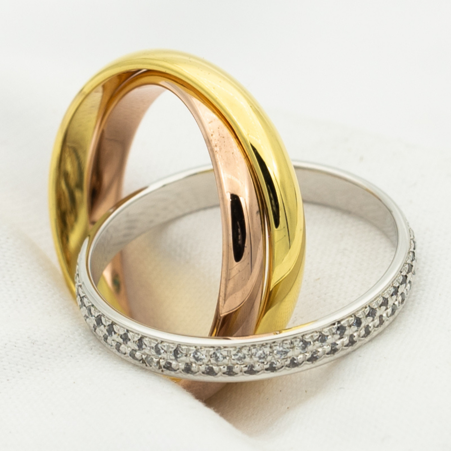 [Glimmer Jewelry]TRINITY RING GOLD PINK GOLD SILVER DIAMONDS