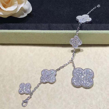 [Glimmer]CLOVER 6 MOTIFS SILVER DIAMOND BRACELET