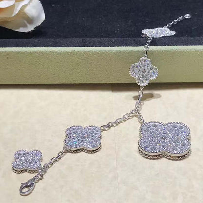 [Glimmer]CLOVER 6 MOTIFS SILVER DIAMOND BRACELET