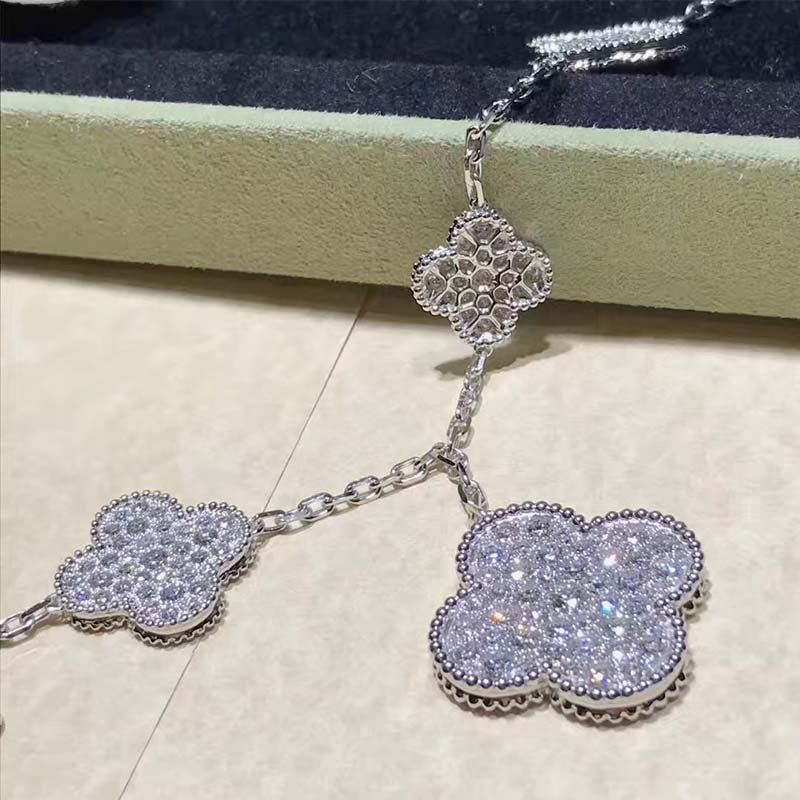 [Glimmer]CLOVER 6 MOTIFS SILVER DIAMOND BRACELET