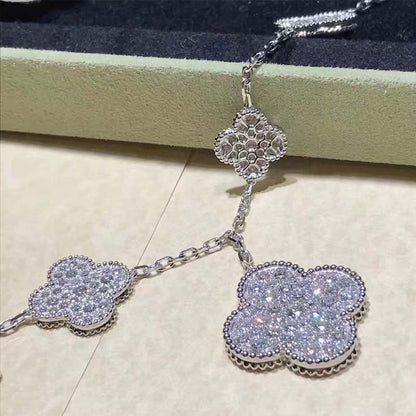 [Glimmer]CLOVER 6 MOTIFS SILVER DIAMOND BRACELET