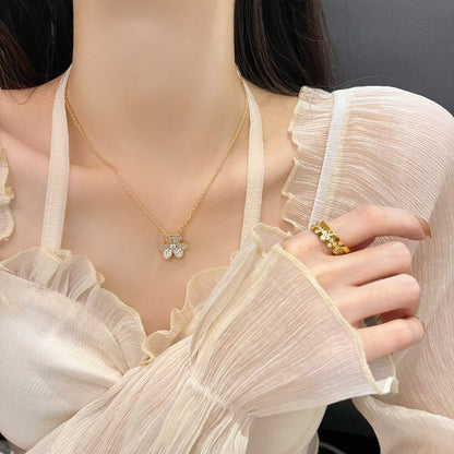 [Glimmer]FLOWER DIAMOND NECKLACE