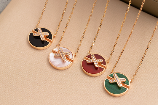 [Glimmer]JEUX DE PINK GOLD DIAMOND NECKLACE