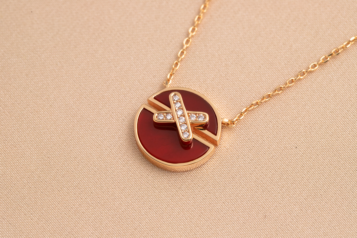 [Glimmer]JEUX DE PINK GOLD DIAMOND NECKLACE
