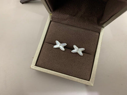 [Glimmer]JEUX DE WHITE MOP SILVER DIAMOND EARRINGS
