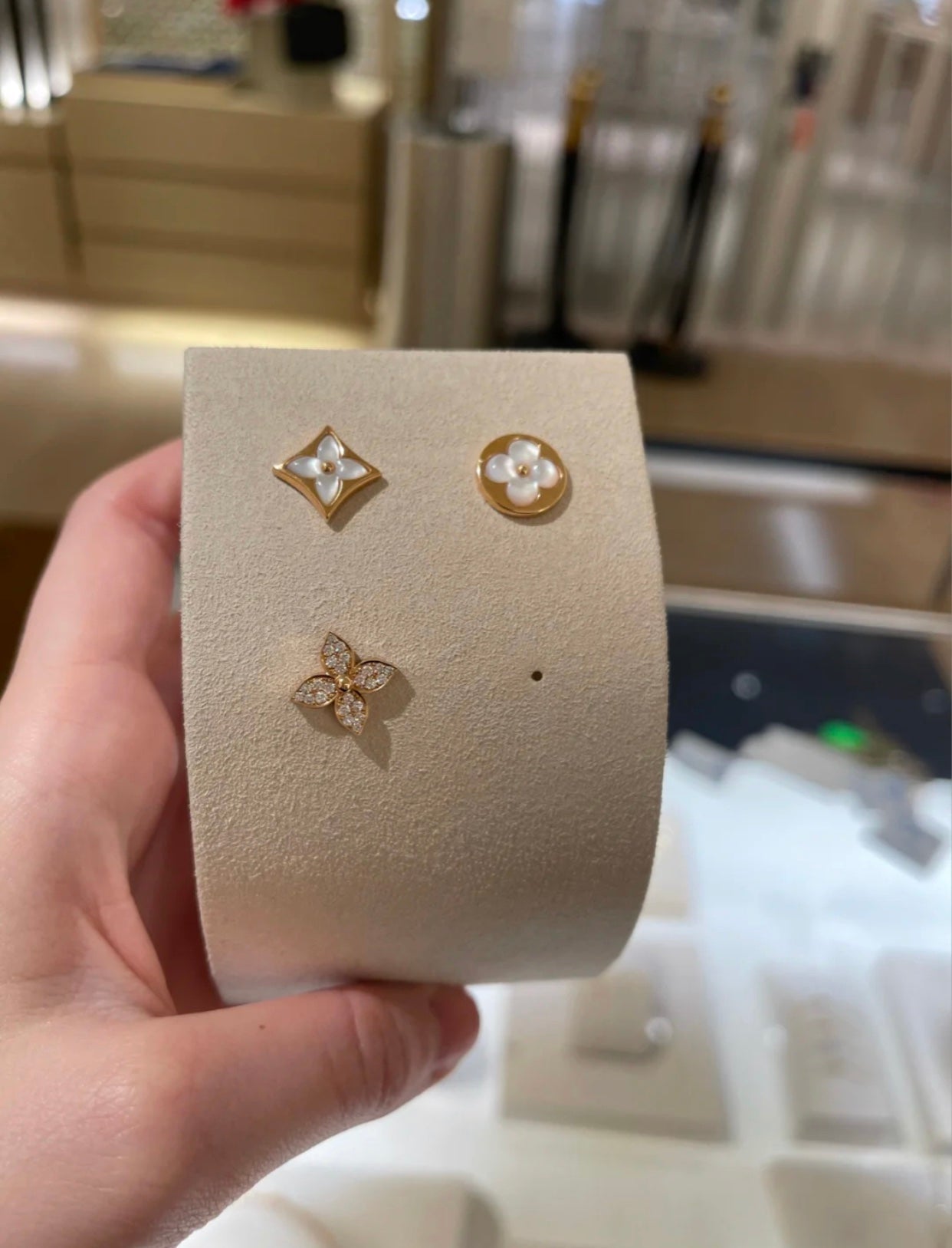 [Glimmer]STAR BLOSSOM STUD EARRINGS PINK GOLD DIAMONDS