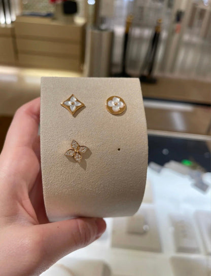 [Glimmer]STAR BLOSSOM STUD EARRINGS PINK GOLD DIAMONDS