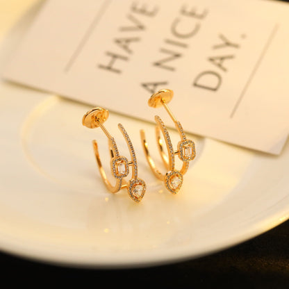 [Glimmer]CREOLES MY TWIN 2 RANGS SILVER DIAMOND EARRINGS