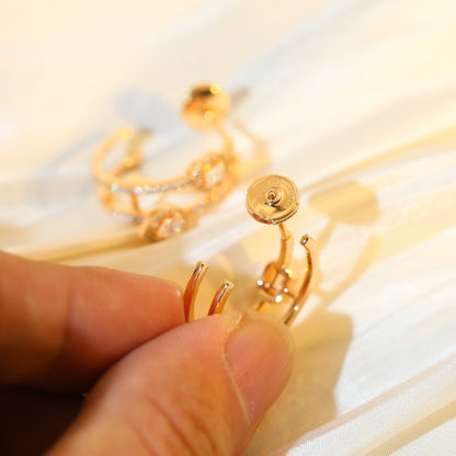 [Glimmer]CREOLES MY TWIN 2 RANGS SILVER DIAMOND EARRINGS