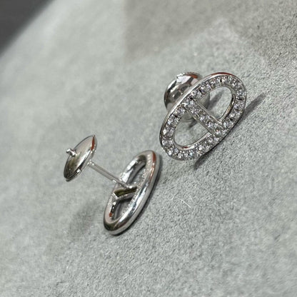 [Glimmer]HM FULL DIAMOND PIG NOSE STUD EARRINGS