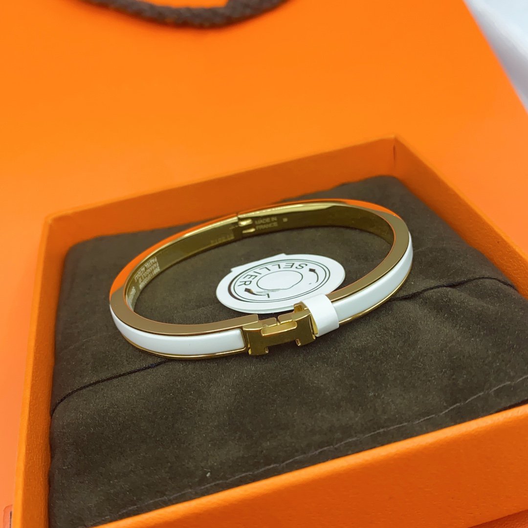 [Glimmer]CLASSIC HM CLIC WHITE 8MM ENAMEL BRACELET