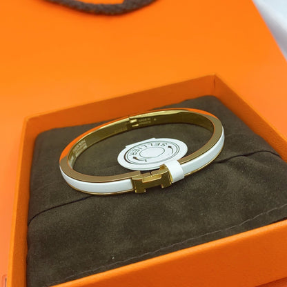 [Glimmer]CLASSIC HM CLIC WHITE 8MM ENAMEL BRACELET