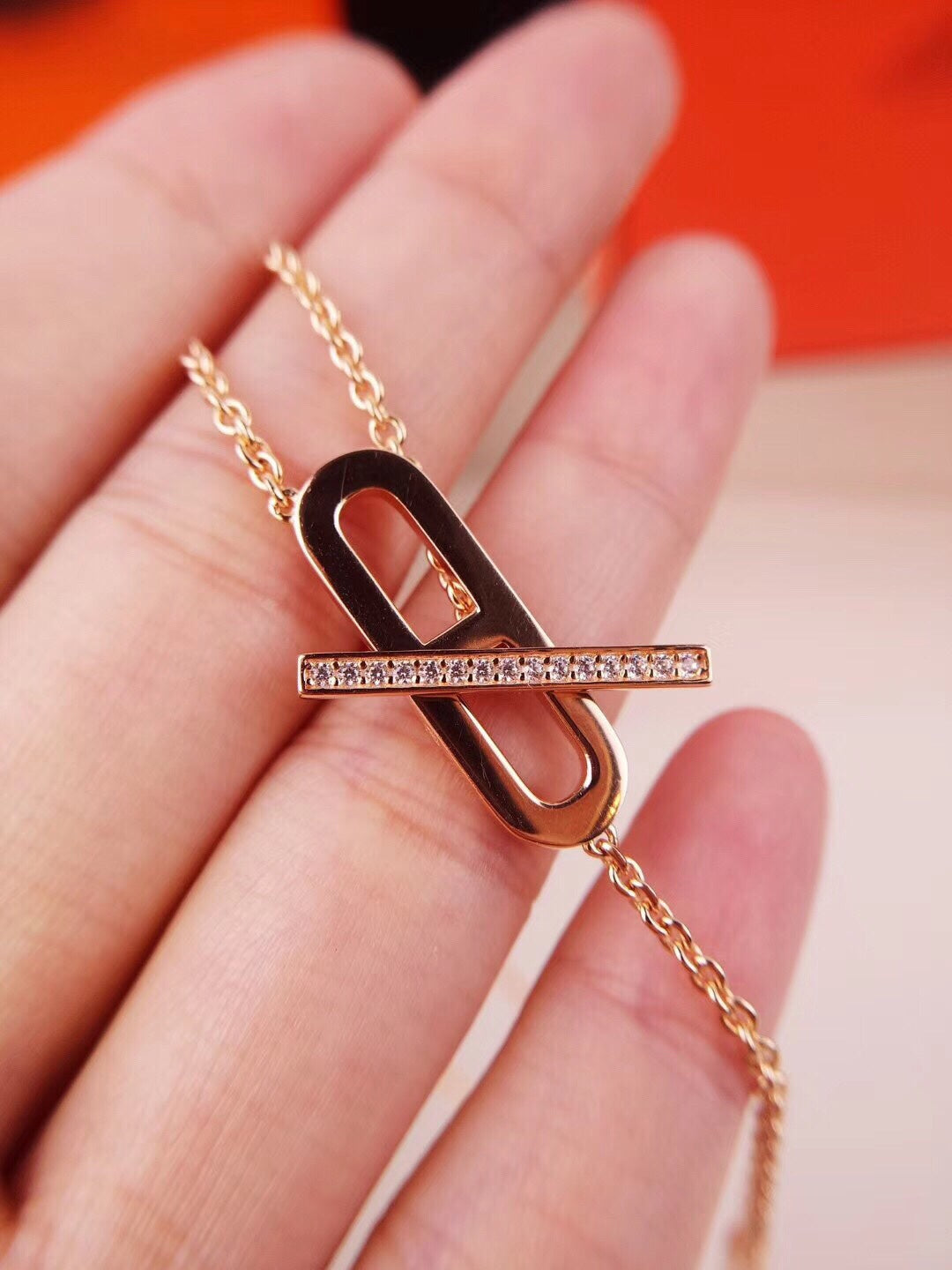 [Glimmer]HM FIRE PIG NOSE NECKLACE TRENDY STREET