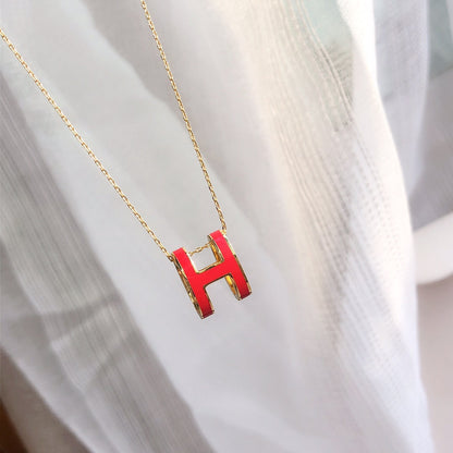 [Glimmer]HM CLIC RED ENAMEL GOLD NECKLACE