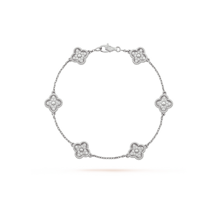 [Glimmer]CLOVER 6 MOTIF SILVER DIAMOND BRACELET