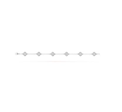[Glimmer]CLOVER 6 MOTIF SILVER DIAMOND BRACELET