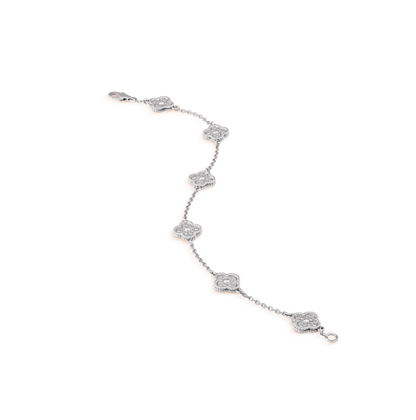 [Glimmer]CLOVER 6 MOTIF SILVER DIAMOND BRACELET