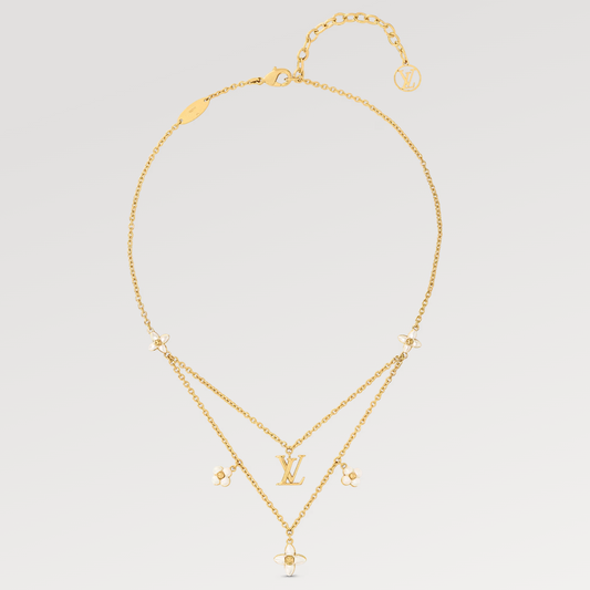 [Glimmer]FLOWERGRAM GOLD MOP DOUBLE ROW NECKLACE