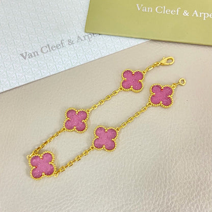 [Liorra]NEW BUBBLE PINK ENAMEL 5-FLOWER BRACELET