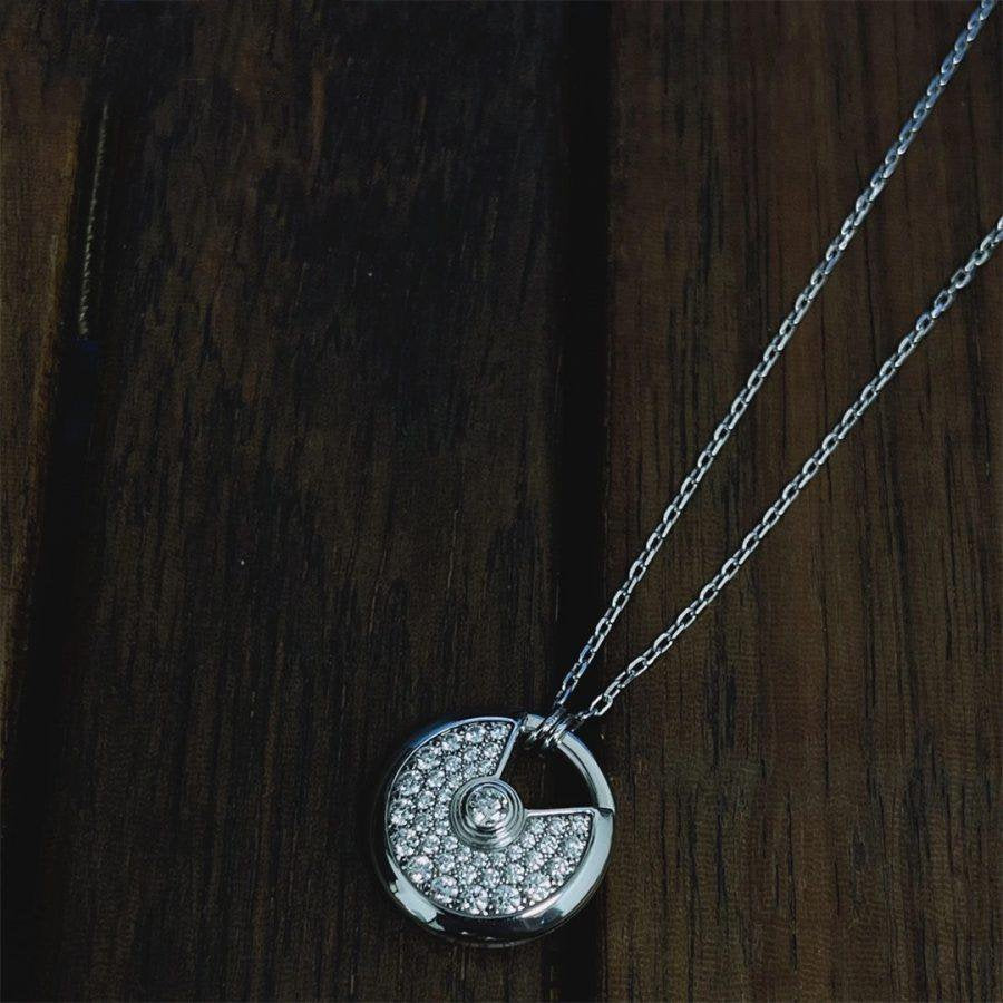 [Glimmer]AMULETTE SILVER FULL DIAMOND NECKLACE
