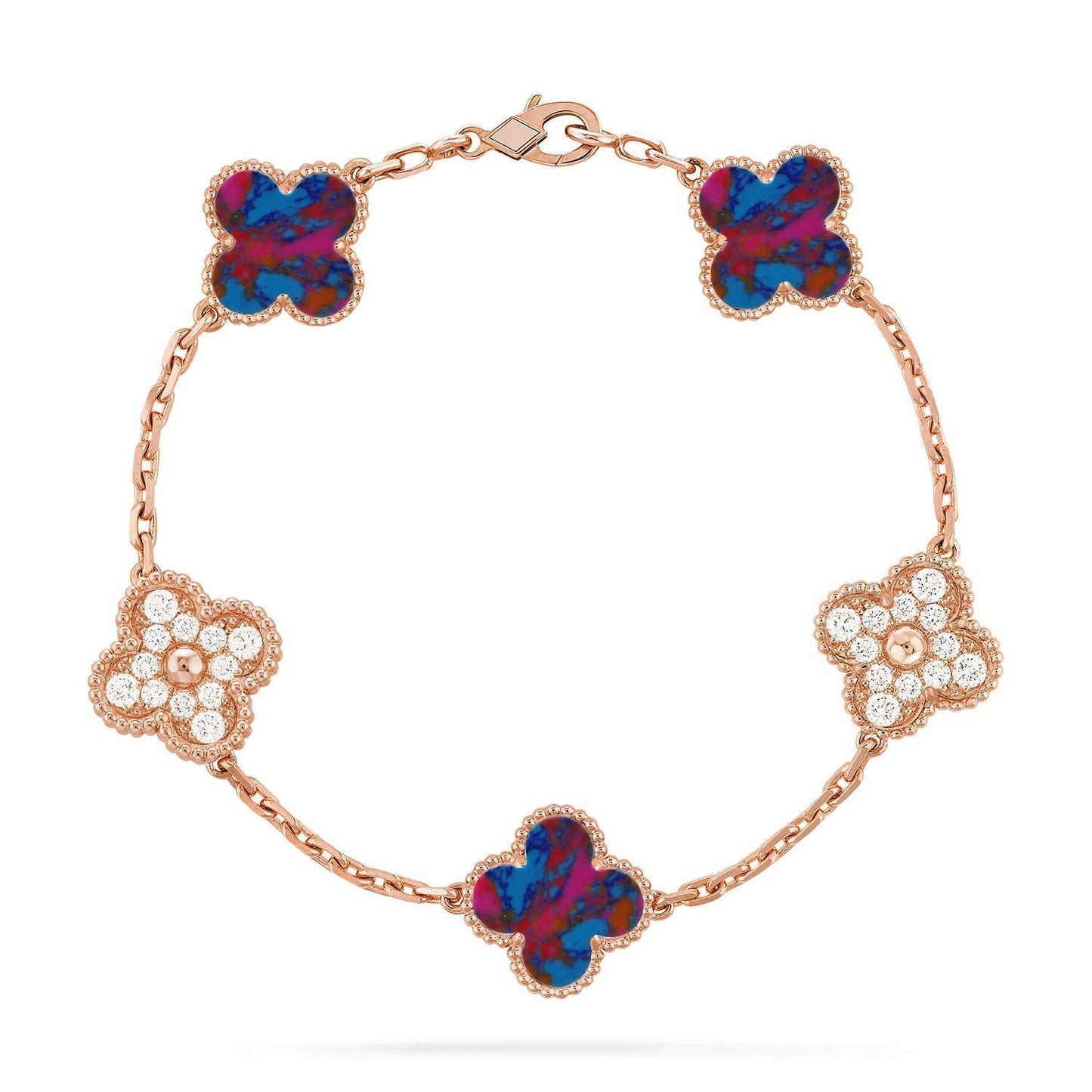 [Glimmer]CLOVER 5 MOTIF COLOR GEMSTONES BRACELET COLLECTION