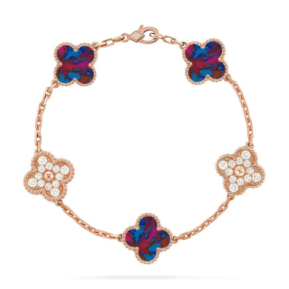 [Glimmer]CLOVER 5 MOTIF COLOR GEMSTONES BRACELET COLLECTION