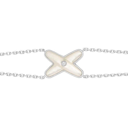 [Glimmer]JEUX BRACELET WHITE MOP SILVER 1 DIAMOND