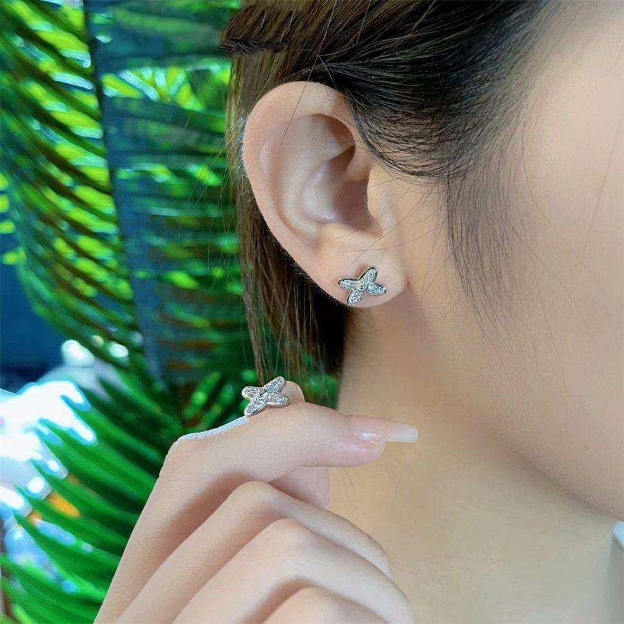 [Glimmer]JEUX DE SILVER DIAMOND EARRINGS