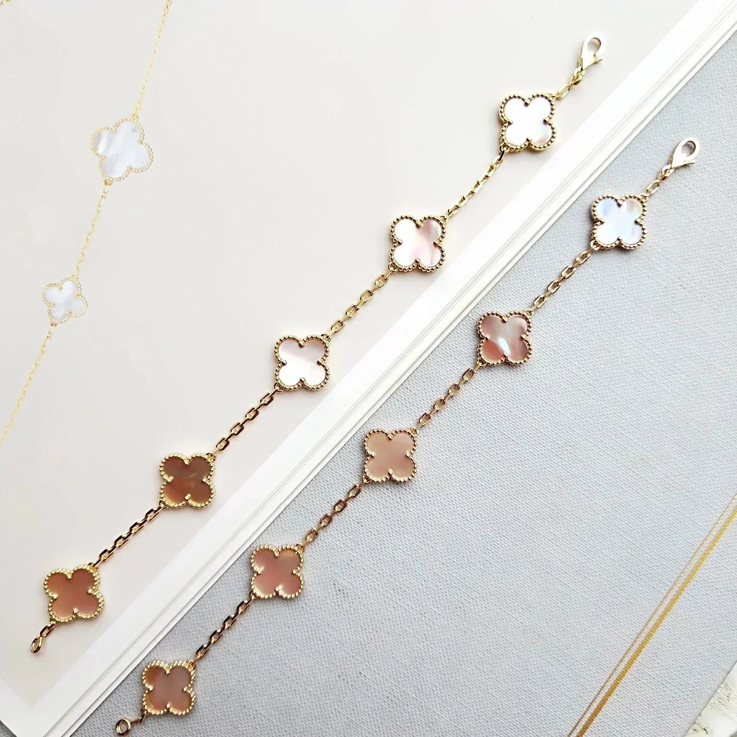 [Glimmer] CLOVER 5 MOTIFS ピンクMOPブレスレットコレクション