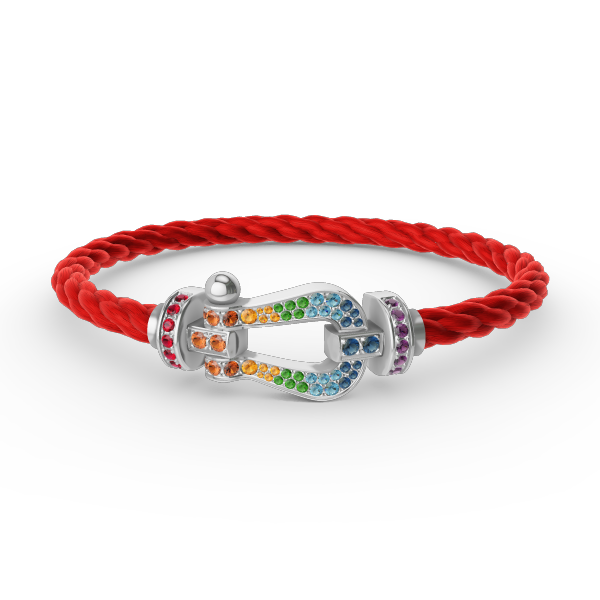 [Glimmer]FORC LARGE HORSESHOE  COLORED DIAMOND BRACELET SILVER