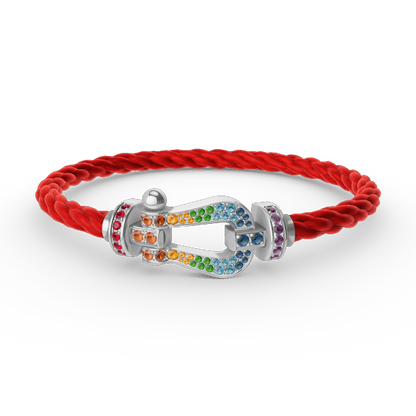 [Glimmer]FORC LARGE HORSESHOE  COLORED DIAMOND BRACELET SILVER