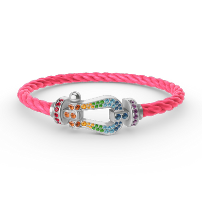 [Glimmer]FORC LARGE HORSESHOE  COLORED DIAMOND BRACELET SILVER