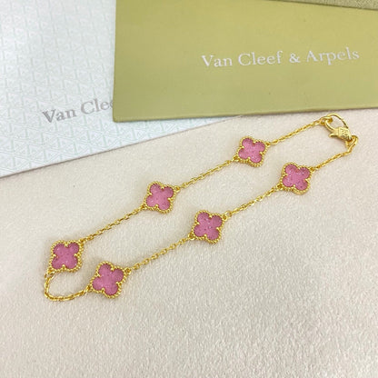 [Liorra]2026 NEW CLOVER 6 MOTIF BUBBLE PINK ENAMEL BRACELET