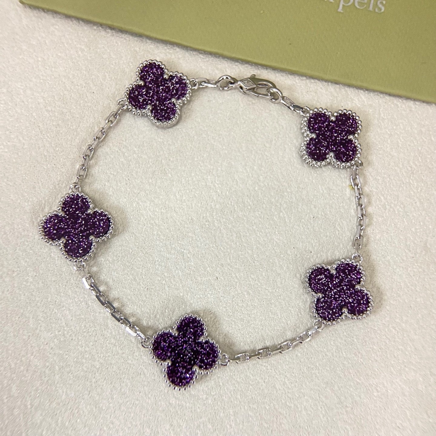 [Liorra]NEW PURPLE SAND-GOLD FOUR-LEAF CLOVER 5-FLOWER BRACELET
