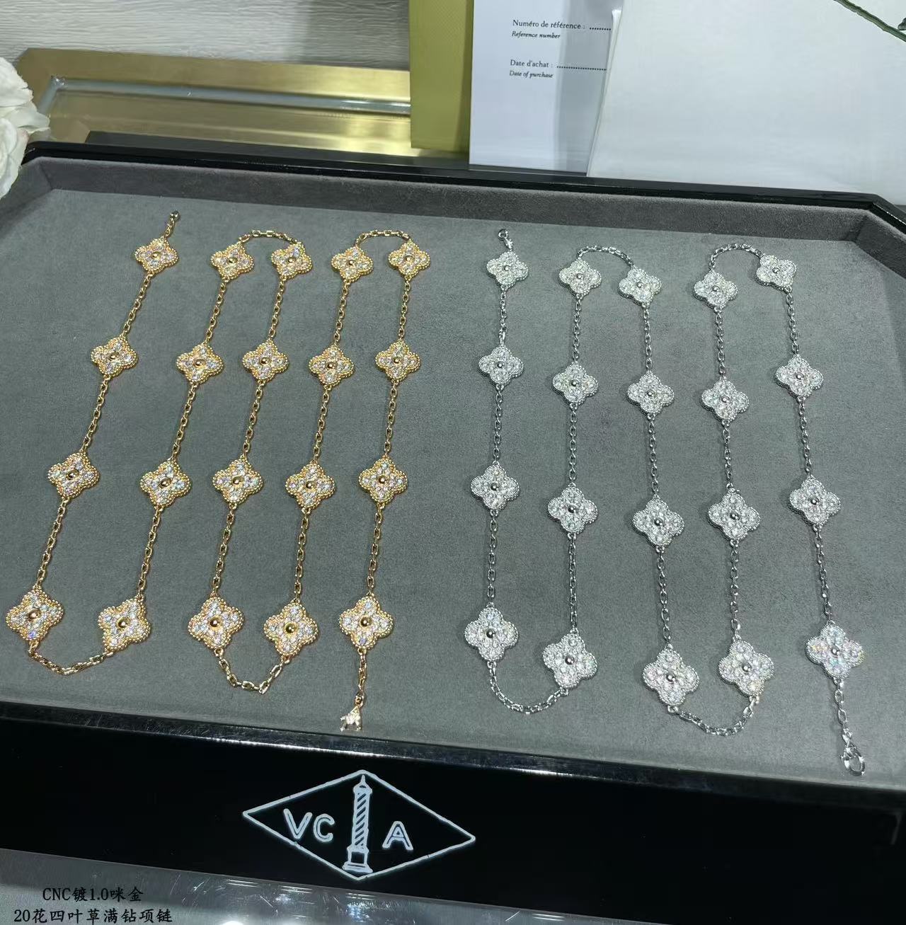 [Glimmer]CLOVER 20 MOTIFS FULL-DIAMOND NECKLACE