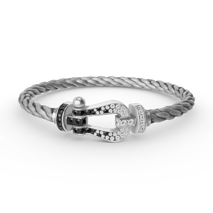 [Glimmer]FORCE LARGE HORSESHOE BLACK WHITE DIAMOND BRACELET SILVER