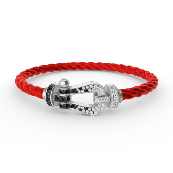 [Glimmer]FORCE LARGE HORSESHOE BLACK WHITE DIAMOND BRACELET SILVER