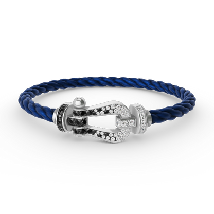 [Glimmer]FORCE LARGE HORSESHOE BLACK WHITE DIAMOND BRACELET SILVER